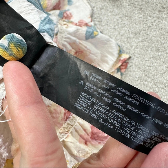 Zara Ecru Floral Babydoll Dress Multicolor Tiered Swingy Boho Bloggers Fave S - Picture 12 of 16